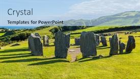  Presentation with ireland - Slide set having ruins-at-dromberg-stone-circle background and a light blue colored foreground