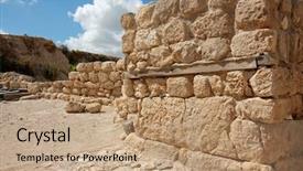  Presentation with national - PPT theme featuring ruins-at-the-tel-megiddo background and a coral colored foreground