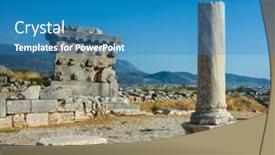  Presentation with civilization - Amazing slide deck having ruins-at-xanthos-ancient-lycia backdrop and a teal colored foreground
