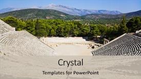  Presentation with amphitheater - Beautiful theme featuring ruins of epidaurus amphitheater greece backdrop and a soft green colored foreground