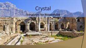  Presentation with corinth - Presentation design consisting of ruins in corinth greece - archaeology background and a light blue colored foreground