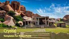  Presentation with ancient ruins - Audience pleasing PPT theme consisting of ruins in hampi hampi bazaar backdrop and a tawny brown colored foreground