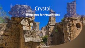  Presentation with architecture old - Colorful PPT theme enhanced with ruins-in-old-town backdrop and a cobalt blue colored foreground