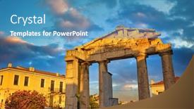  Presentation with roman ruins - PPT theme having ruins-in-roman-agora background and a teal colored foreground