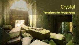  Presentation with all about cambodia - Beautiful PPT theme featuring stone wall - ruins in ta prohm temple backdrop and a tawny brown colored foreground