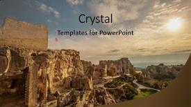  Presentation with les enfants handicap - PPT theme featuring ruins in les baux-de background and a coral colored foreground