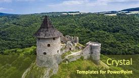  Presentation with hungary - PPT theme consisting of ruins-of-a-medieval-castle background and a tawny brown colored foreground