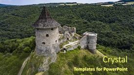  Presentation with medieval - Audience pleasing presentation design consisting of ruins-of-a-medieval-castle backdrop and a tawny brown colored foreground