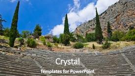  Presentation with archaeology - Slides enhanced with ruins of amphitheater in delphi background and a  colored foreground