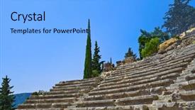  Presentation with archaeology - Presentation theme with ruins of amphitheater in delphi background and a light gray colored foreground