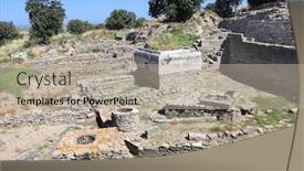  Presentation with ancient ruins - PPT layouts enhanced with ruins-of-an-apartment-building background and a mint green colored foreground
