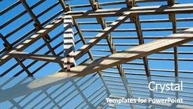  Presentation with industrial textile industry yarn spools - Presentation design featuring ruins of an industrial building background and a  colored foreground