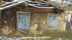  Presentation with old house - Beautiful PPT theme featuring ruins-of-an-old-abandoned backdrop and a coral colored foreground