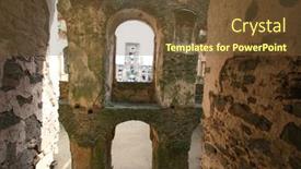  Presentation with castle wall - Presentation theme having ruins-of-an-old-castle background and a  colored foreground