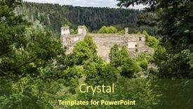  Presentation with gothic castle - Presentation theme featuring ruins-of-an-old-gothic background and a tawny brown colored foreground