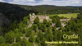  Presentation with gothic castle - Amazing slide deck having ruins-of-an-old-gothic backdrop and a tawny brown colored foreground