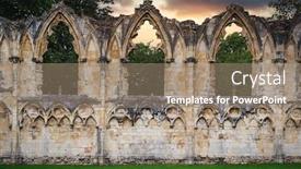  Presentation with english alphabet set in old - Slide deck featuring ruins-of-an-old-medieval background and a coral colored foreground