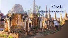  Presentation with ancient village - Audience pleasing slides consisting of ruins of ancient burmese buddhist backdrop and a sky blue colored foreground