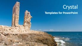  Presentation with ancient ruins - Audience pleasing presentation theme consisting of sea in mahdia tunisia backdrop and a ocean colored foreground