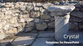  Presentation with ancient greek - Beautiful PPT layouts featuring ruins-of-ancient-greek-colony backdrop and a ocean colored foreground