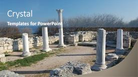 Presentation with ancient greek - PPT theme enhanced with ruins-of-ancient-greek-colony background and a teal colored foreground