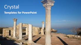  Presentation with ancient greek - PPT layouts enhanced with ruins-of-ancient-greek-colony background and a teal colored foreground