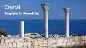  Presentation with greek pillars - Amazing slide deck having ruins of ancient greek colony backdrop and a teal colored foreground