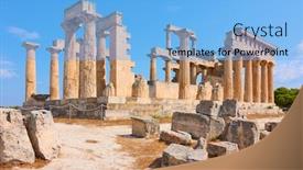  Presentation with ancient greek - Amazing slide deck having ruins of ancient greek temple backdrop and a light blue colored foreground