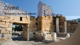  Presentation with now - PPT layouts featuring ruins of ancient hierapolis now pamukkale turkey background and a teal colored foreground