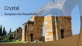  Presentation with ancient ruins - Audience pleasing slide set consisting of ruins of ancient hierapolis now pamukkale turkey backdrop and a light blue colored foreground