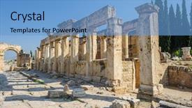  Presentation with now - Slide set enhanced with ruins of ancient hierapolis now pamukkale turkey background and a light blue colored foreground
