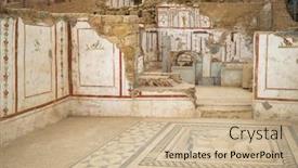  Presentation with ancient ruins - Colorful PPT theme enhanced with ruins-of-antique-terrace-houses backdrop and a soft green colored foreground