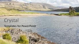  Presentation with castle - Presentation theme with ruins-of-ardvreck-castle background and a mint green colored foreground