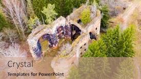  Presentation with european church - Slide set enhanced with ruins-of-baroque-church-st background and a coral colored foreground