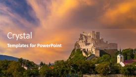  Presentation with castle - PPT theme with ruins-of-beckov-castle-slovakia background and a coral colored foreground