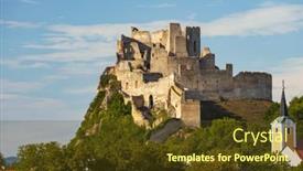  Presentation with castle - Slides enhanced with ruins-of-beckov-castle-slovakia background and a tawny brown colored foreground