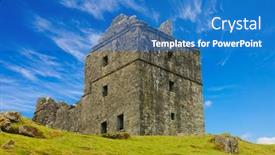  Presentation with scotland - Beautiful presentation design featuring ruins of carnasserie castle scotland backdrop and a teal colored foreground