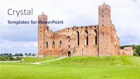  Presentation with castle - Audience pleasing theme consisting of ruins-of-castle-in-radzyn backdrop and a  colored foreground