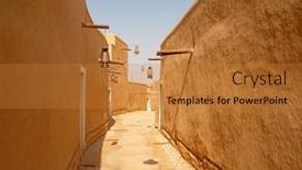  Presentation with riyadh - Presentation design having ruins-of-diriyah-old-city background and a gold colored foreground