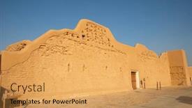  Presentation with riyadh - Slide deck enhanced with ruins-of-diriyah-old-city background and a yellow colored foreground