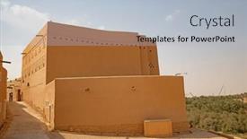  Presentation with riyadh - Slides with ruins-of-diriyah-old-city background and a light blue colored foreground