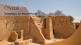  Presentation with riyadh - Slide set consisting of ruins-of-diriyah-old-city background and a light blue colored foreground