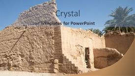  Presentation with riyadh - Presentation theme enhanced with ruins-of-diriyah-old-city background and a light blue colored foreground