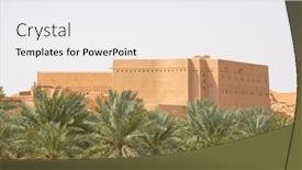  Presentation with riyadh - PPT theme with ruins-of-diriyah-old-city background and a sky blue colored foreground