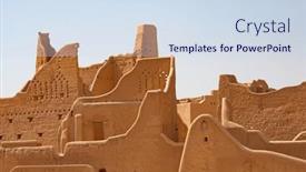  Presentation with riyadh - PPT theme enhanced with ruins-of-diriyah-old-city background and a sky blue colored foreground
