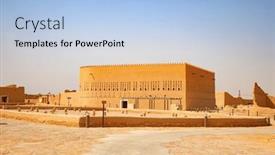  Presentation with riyadh - Presentation theme featuring ruins-of-diriyah-old-city background and a light blue colored foreground