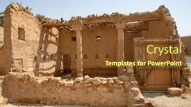  Presentation with riyadh - PPT layouts featuring ruins-of-diriyah-old-city background and a tawny brown colored foreground