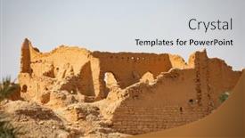  Presentation with riyadh - Theme having ruins-of-diriyah-old-city background and a sky blue colored foreground