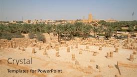  Presentation with riyadh - Presentation theme enhanced with ruins-of-diriyah-old-city background and a coral colored foreground