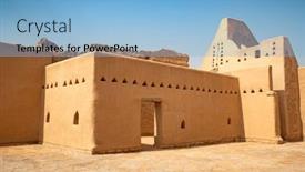  Presentation with riyadh - Presentation design having ruins-of-diriyah-old-city background and a light blue colored foreground